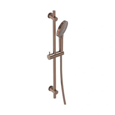 Afbeelding van MAY Glijstangset met 3 standen handdouche, doucheslang en glijstang 70cm Geborsteld mat koper PVD
