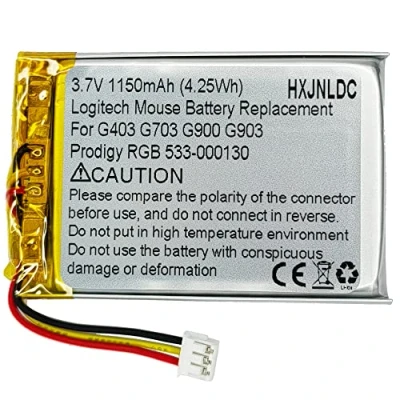 Afbeelding van DC 3,7 V 1150 mAh Lithium Polymeer Batterij voor Logitech Draadloze Gaming Mouse G403 G703 G900 G903 Prodigy RGB 533 000130