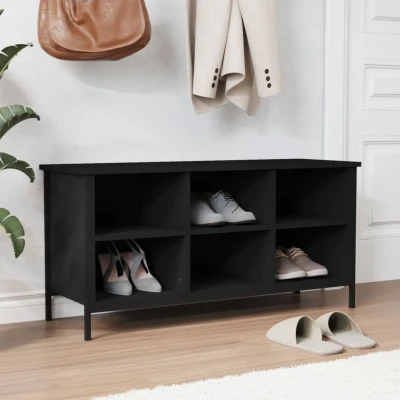 Afbeelding van Schoenenkast 100x35x50 cm bewerkt hout zwart