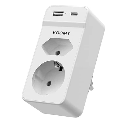 Afbeelding van Voomy Verdeelstekker 1 USB C &amp; A Poort 2 stopcontacten 4000W Wit