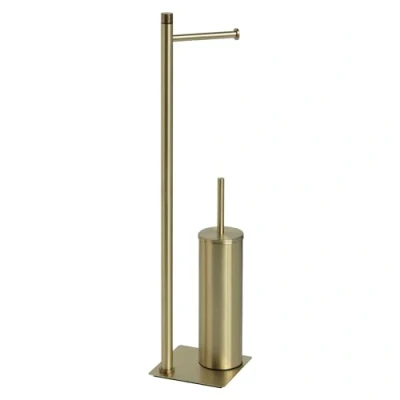 Afbeelding van Gedy Trilly Columna Toiletpapierhouder en toiletborstelhouder, geborsteld goud