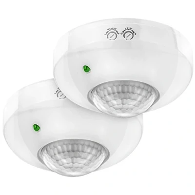 Afbeelding van deleyCON 2x Infrarood Bewegingsmelder Opbouw Plafondmontage Binnenruimtes Lichtregeling 360 Dekkingsbereik 6m Reikwijdte Ingebouwde Lichtsensor Wit