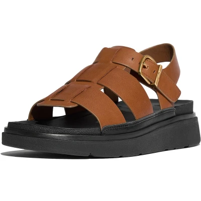 Afbeelding van Fitflop Genfisherman Sandalen met sleehak, Dames, Maat: 40, Tan Leer