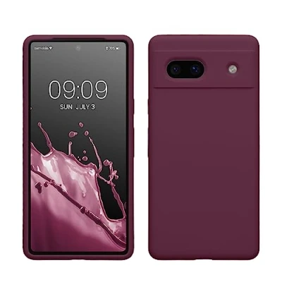 Afbeelding van kwmobile telefoonhoesje compatibel met Google Pixel 7a hoesje Zachte case voor smartphone Back cover in bordeaux violet