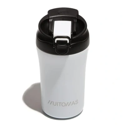 Afbeelding van Muitomas, Thermosbeker met deksel, thermobeker voor warme en koude dranken, van staal, praktisch draagbaar, inhoud 350 ml, kleur wit