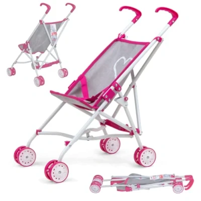 Afbeelding van Milly Mally Poppenwagen Julia Prestige 54 Cm Roze/grijs
