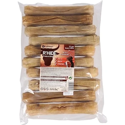Afbeelding van &quot;Gezonde Buffelhuid Bot 10 stuks kauwsnack voor honden&quot; Natuur / 21cm x 220gr = 2,2 2,3kg