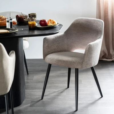 Afbeelding van Stoel Esmee met armleuning Stof Mellow Beige