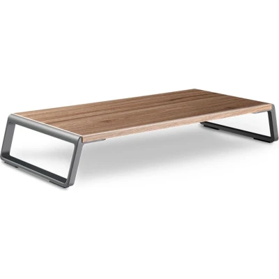 Afbeelding van Case2go Monitor Standaard Laptop Ergonomische design Verhoger Aluminium Walnoot Bruin