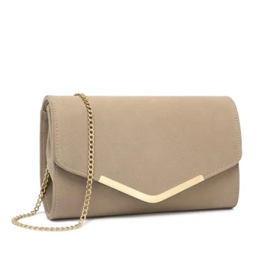Afbeelding van Miss Lulu Dames enveloppe clutch elegante avondtas bruidstas envelop tas handtas met ketting voor bruiloft party prom, beige