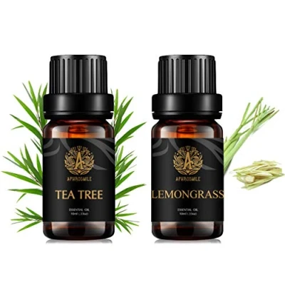 Afbeelding van Aromatherapie Tea Tree Essentiële Olie Set voor Diffuser, 2X10ml 100% Pure Citroengras Oliën Kit Luchtbevochtiger Tree, Set,