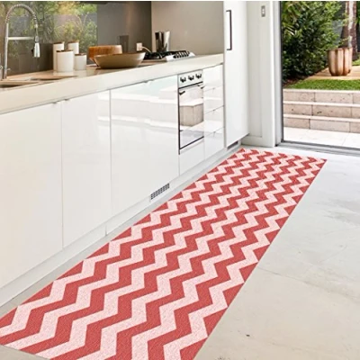 Afbeelding van VINILIKO, Vinyl tapijt, rood en wit, 66 x 150 cm