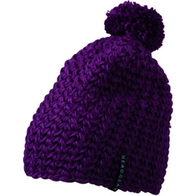 Afbeelding van Myrtle Beach Unisex Eenkleurige Gehaakte Muts met Pompom (Paars)