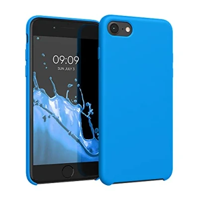 Afbeelding van kwmobile telefoonhoesje geschikt voor Apple iPhone SE (2022) / (2020) 8 7 Hoesje met siliconen coating Smartphone case in stralend blauw