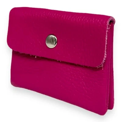 Afbeelding van Ziona portemonnee dames klein leer met muntenvak en knoop mini echt leer, roze, Small, Modern