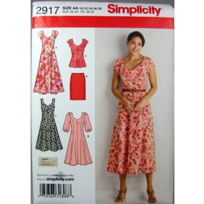 Afbeelding van Simplicity 2917Women&#039;s &amp; Plus Size Jurken, Papier, Wit, AA (10 12 14 16 18)