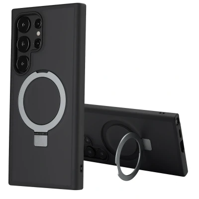 Afbeelding van Samsung Galaxy S24 Ultra MagSafe Hoesje Kunststof Accezz Hardcase/Backcover Zwart Telefoonhoesje Shockproof/Valbescherming