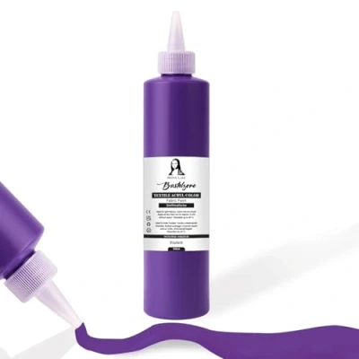 Afbeelding van Stofkleur 500ml. Wasvaste textielverf. T shirt kleur voor lichte stoffen. Wasmachinebestendig, wasbestendig. Textielverf, stofverf fixatie door strijken (paars)