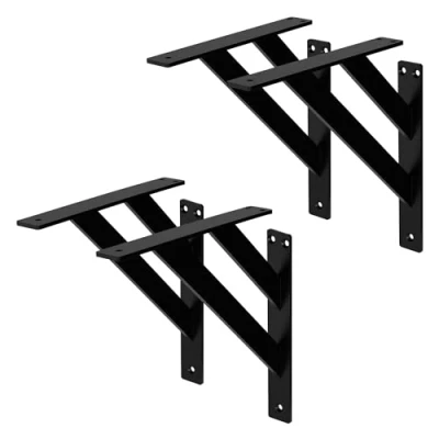 Afbeelding van ML Design 4 stuks plankdrager 240x240 mm, zwart, aluminium, zwevende plankdrager, wanddrager voor