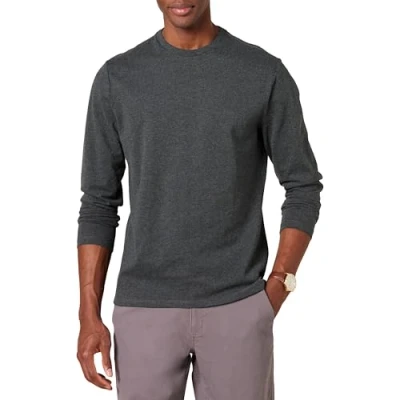 Afbeelding van Amazon Essentials Heren T shirt met lange mouwen en slanke pasvorm, Houtskoolzwart, S