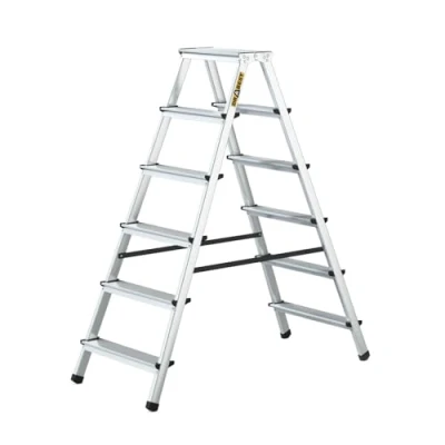 Afbeelding van Drabest 6 Traps Aluminium Dubbelzijdige Huishoudladder, Capaciteit 125kg Trapladder met Werkladderplatform Ladders Multifunctioneel Trapladders Treden 48 x 133 16cm