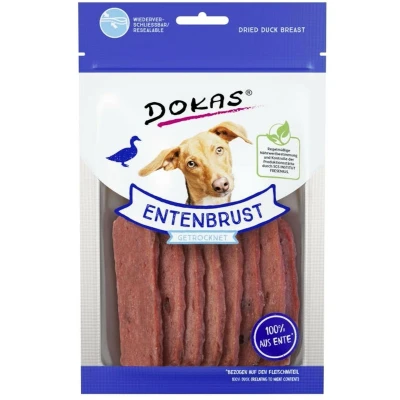 Afbeelding van Dokas Hunde Snack getrocknet 70g (12 Stück) Entenbrustfilet