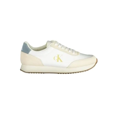 Afbeelding van CK JEANS Heren Retro Runner Iconic SNK YM0YM01119 Sneakers, wit (helder wit/crèmewit/lood), 11 UK, helder romig lood, 43.5 EU