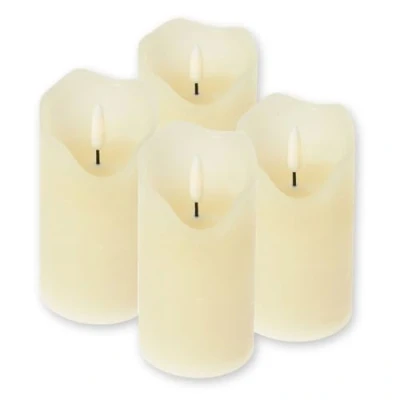 Afbeelding van ToCi Led kaarsen, crème, Ø 7 x 10 cm, set van 4 met zwarte lont en timer, vlamloze echte waskaarsen, adventskaarsen, graf