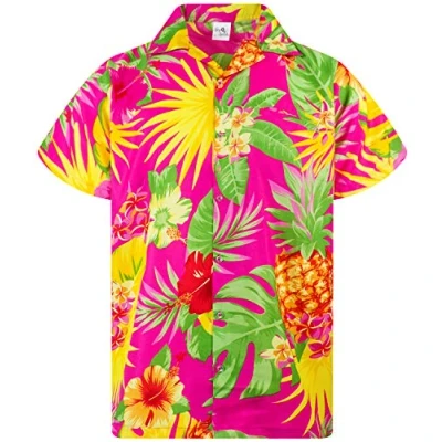 Afbeelding van Funky Hawaiiaans Overhemd, Hawaii Korte Mouw, Pineapple, Roze, 6XL
