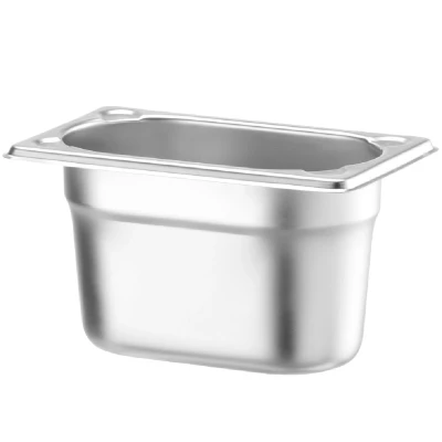 Afbeelding van HENDI Gastronorm container, temperatuurbestendig van 40 tot 300C, geschikt voor ovens, bain marie en vriezers, chafing dishes, versterkte hoeken, 1L, GN 1/9, 176x108x(H)100mm, roestvast staal