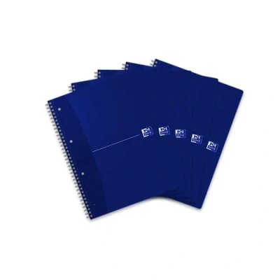 Afbeelding van Oxford Office collegeblok, A4+, 70 vellen geruit, 5 stuks per verpakking, blauw