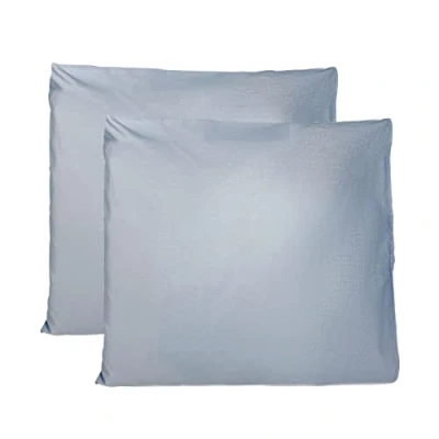 Afbeelding van Paar kussenslopen 100% Pure katoen 65x65 CM, Set van 2 Bed Kussen Stoffen Gemaakt in Italië, Tassluiting, Solid Color, Standaard Maat met Celeste.