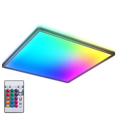 Afbeelding van B.K.Licht RGB LED Plafonniére zwart dimbaar met indirecte licht afstandsbediening l: 42cm