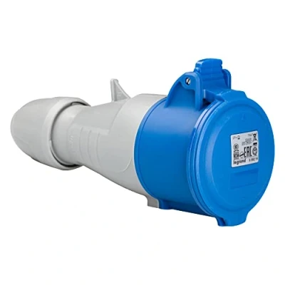 Afbeelding van LEGRAND, CEE koppeling, 32A blauw 3 polig (2P + PE), 6h (230V/16A), beschermingsklasse IP44, IK09, 090106