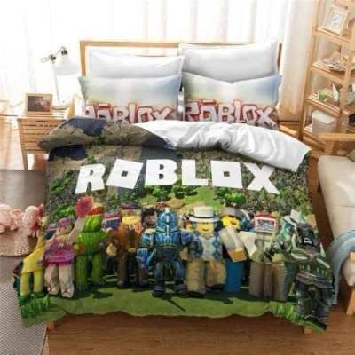 Afbeelding van NICHIYO Roblox Beddengoedset, dekbedovertrek en kussensloop, microvezel, 3D digitale print, driedelige set (dekbedovertrek + kussenslopen) (27, eenpersoonsbed 135 x 200 cm)