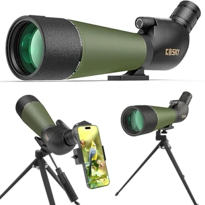 Afbeelding van Gosky 20 60x80 Spotting scope met statief, draagtas en smartphone adapter BAK4 HD schuine spotter waterdicht bereik voor doelschieten jacht vogels kijken wildlife landschap