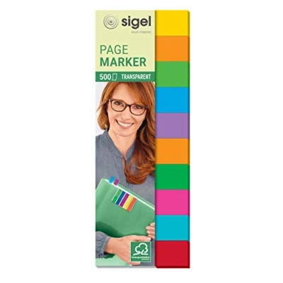 Afbeelding van 10x indexeringsstrookjes Sigel 10 kleuren assorti 44x12,5mm