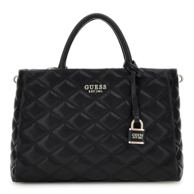 Afbeelding van Guess Tamsin Society Satchel Handtas, Dames, Maat: One Size, Black