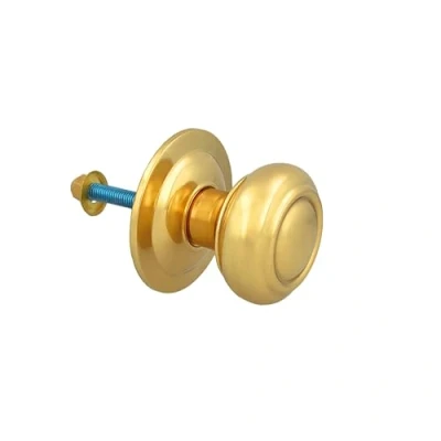 Afbeelding van Amig Ronde knop voor buitendeuren toegangsdeuren handgreep diameter Ø 70 mm messing gepolijst verguld inclusief schroef en bevestigingsmoer