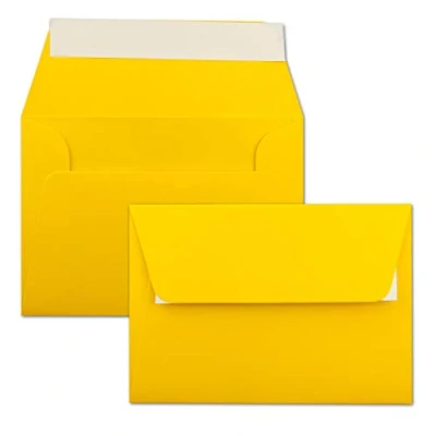 Afbeelding van Enveloppen, honinggeel, DIN C6, formaat 11,4 x 16,2 cm, zelfklevend, enveloppen zonder venster, Kerstmis, wenskaarten en uitnodigingen, voor A6 A4 papier, 100 stuks