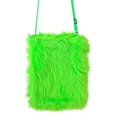 Afbeelding van Widmann 09819 Pluche handtas voor volwassenen Dames, neon, disco, jaren 80, 60, hippie, trots, carnaval, themafeesten, fluorescerende groene kleur