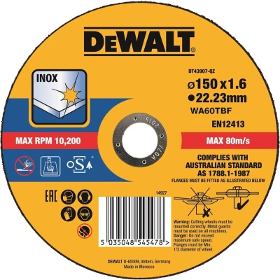 Afbeelding van DeWalt Accessoires Extreme 2X Doorslijpschijf INOX 150 x 1.6 22,2mm DT43907 QZ