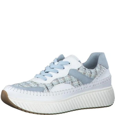 Afbeelding van MARCO TOZZI MT Soft Lining + Feel Me removable insole Dames Sneaker WHITE/LIGHT BLUE Maat 38