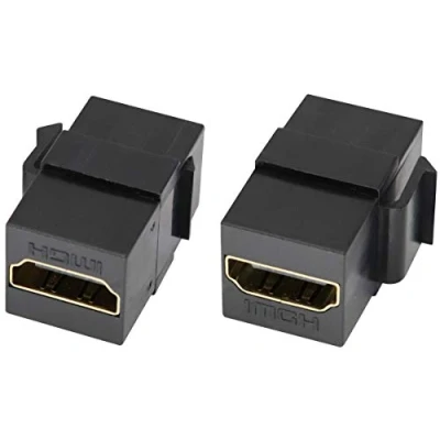 Afbeelding van AAOTOKK HDMI Keystone Module Koppeling, vergulde Vrouwelijk op Vrouwelijke Inzetstuk Koppeling Adapter, voor 3D 4K Kabel Koppelingsadapter &amp; Wandplaat Socket Panel (Zwart / 2 stuks)