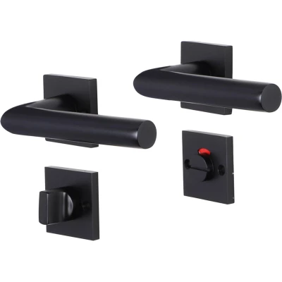 Afbeelding van Deurklink op rozet London (Vierkant, Toiletsluiting, 2 stuks)