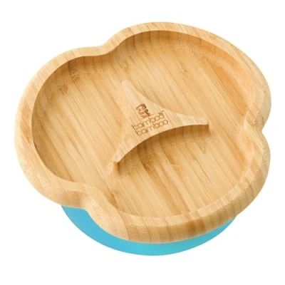 Afbeelding van bamboo ® Baby Peuter Divider Plate, Zuig Verblijf Zet Voedingsplaat, Natuurlijke Bamboe (Blauw)