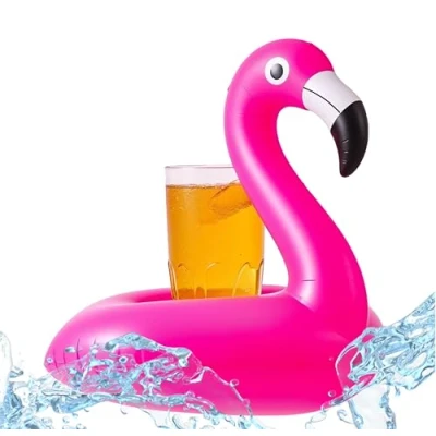 Afbeelding van opblaasbare flamingo bekerhouder, drijvende beker en blikhouder voor zwembadfeesten, zwemband
