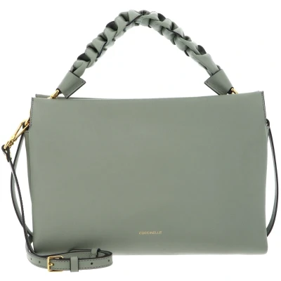 Afbeelding van COCCINELLE Leren handtas schoudertas Boheme Grana Double Hand Bag Greenery / Rosette groene