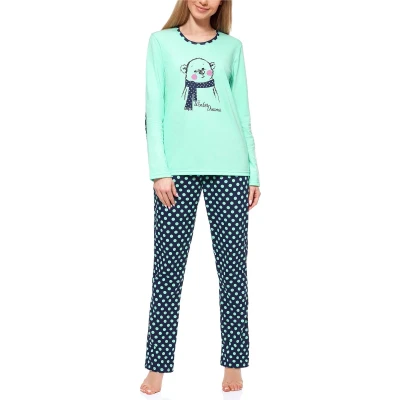 Afbeelding van Merry Style Dames Pyjama Lange mouwen broek Katoen MS MS10 169 PJ Munt Donkerblauw S