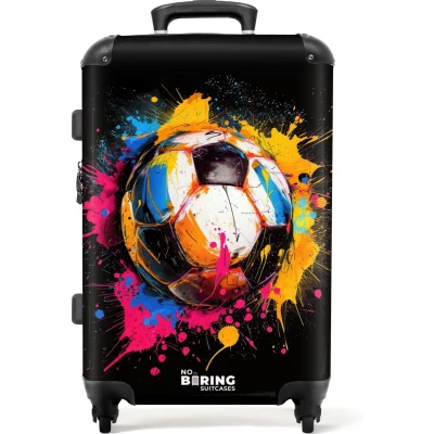 Afbeelding van NoBoringSuitcases.com® Koffer groot Rolkoffer lichtgewicht Voetbal met kleurrijke graffiti Reiskoffer 4 wielen Grote trolley XL 20 kg bagage